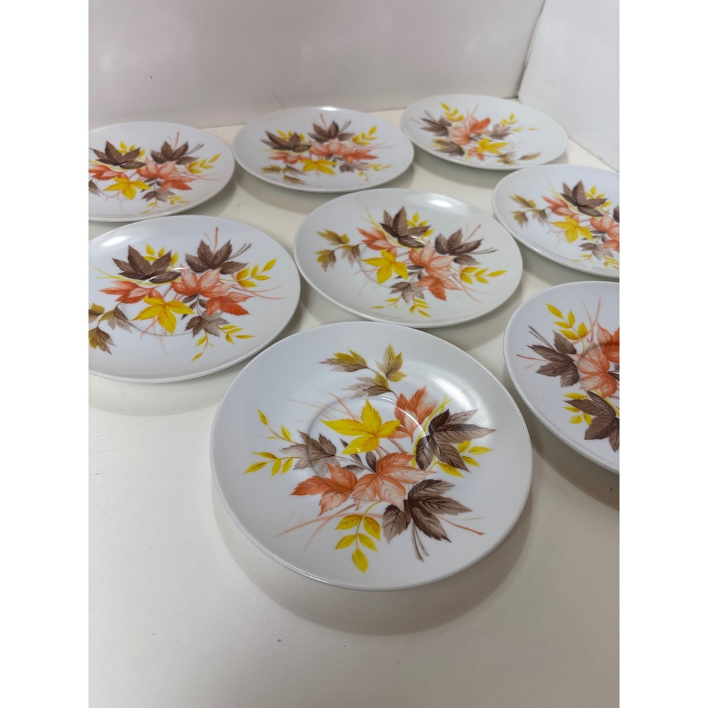 8 VTG Park Avenue Melamine MELMAC 6" Plates Orange Yellow Fall Leaves MCM PG5 - Picture 4 of 7